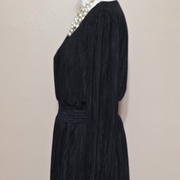 Kensie Black Pleated Long-Sleeve Dress – Size 8 - Picture 3 of 5
